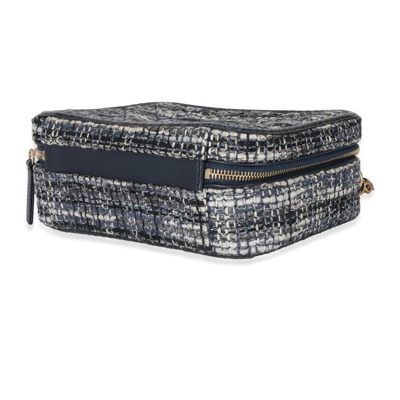 Chanel Navy Tweed Python Filigree Vanity Case - Picture 7 of 9